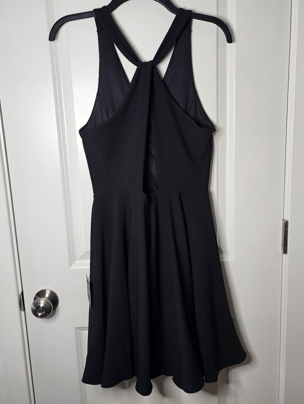 Lulus Black Fit & Flare Skater Cocktail Dress Strappy Back Size S Cocktail NWT - Picture 6 of 15